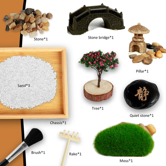 Mini Zen Garden Kit – Desktop Sand Tray for Relaxation & Focus