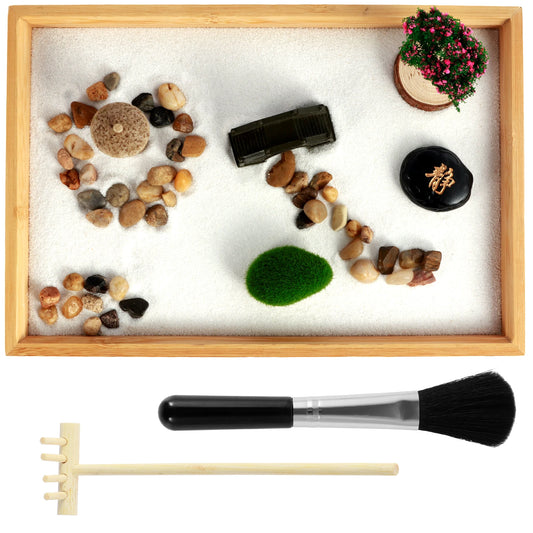 Mini Zen Garden Kit – Desktop Sand Tray for Relaxation & Focus