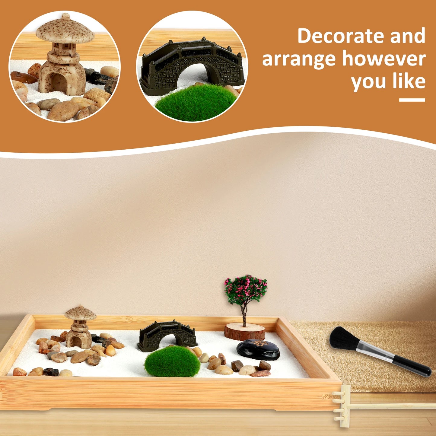 Mini Zen Garden Kit – Desktop Sand Tray for Relaxation & Focus