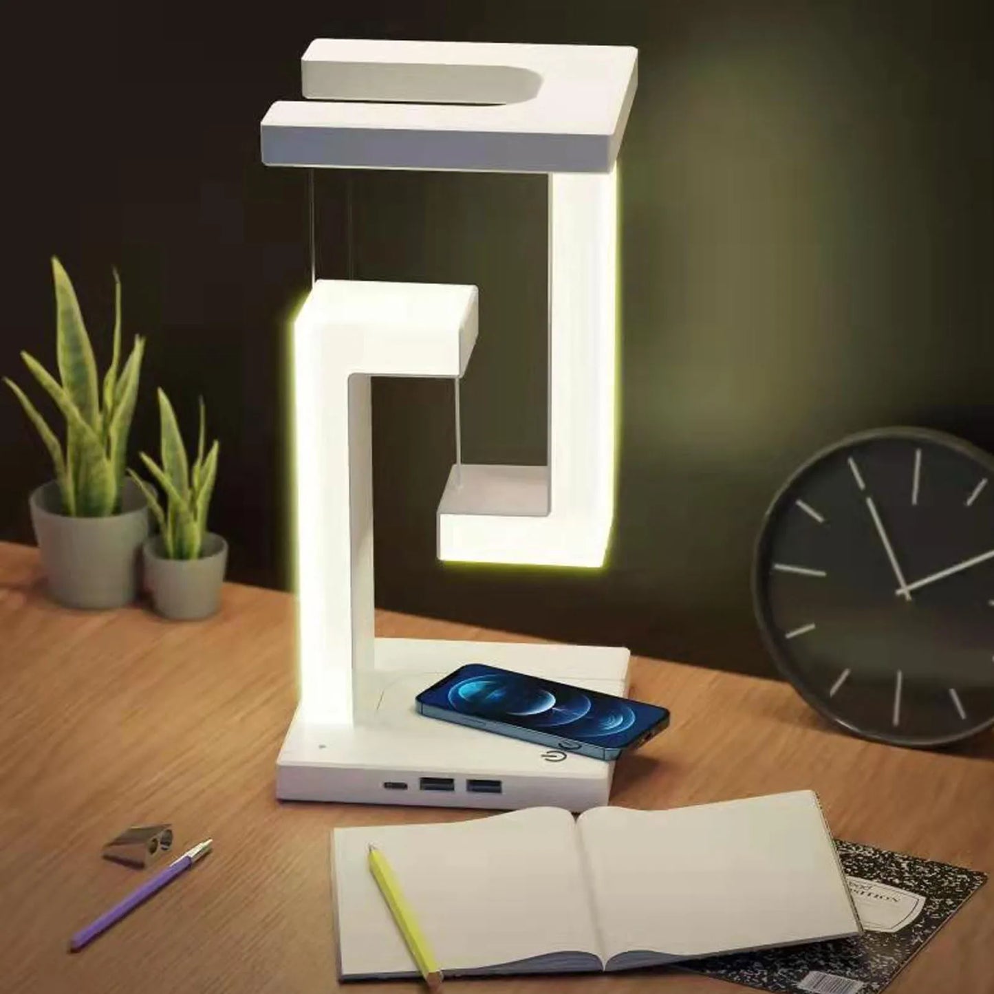 Levitating LED Table Lamp with Wireless Charging