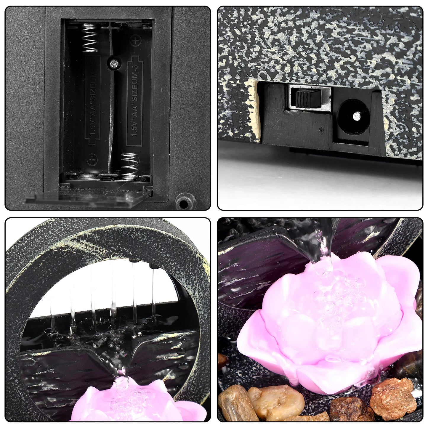 LED Tabletop Water Fountain – Compact Indoor Zen Relaxation Decor