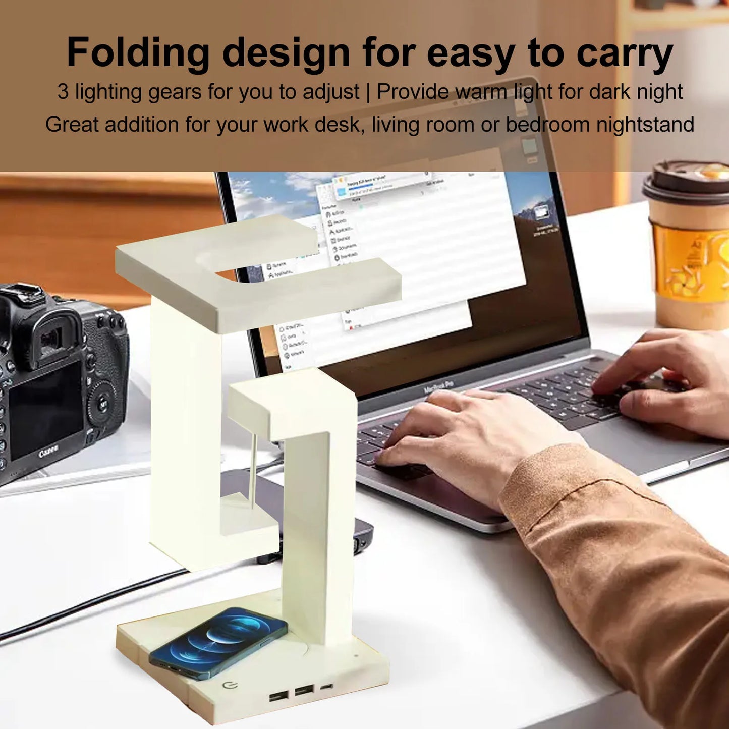 Levitating LED Table Lamp with Wireless Charging