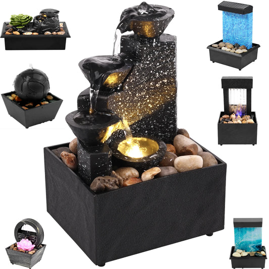 LED Tabletop Waterfall Fountain – Relaxing Indoor Meditation Decor