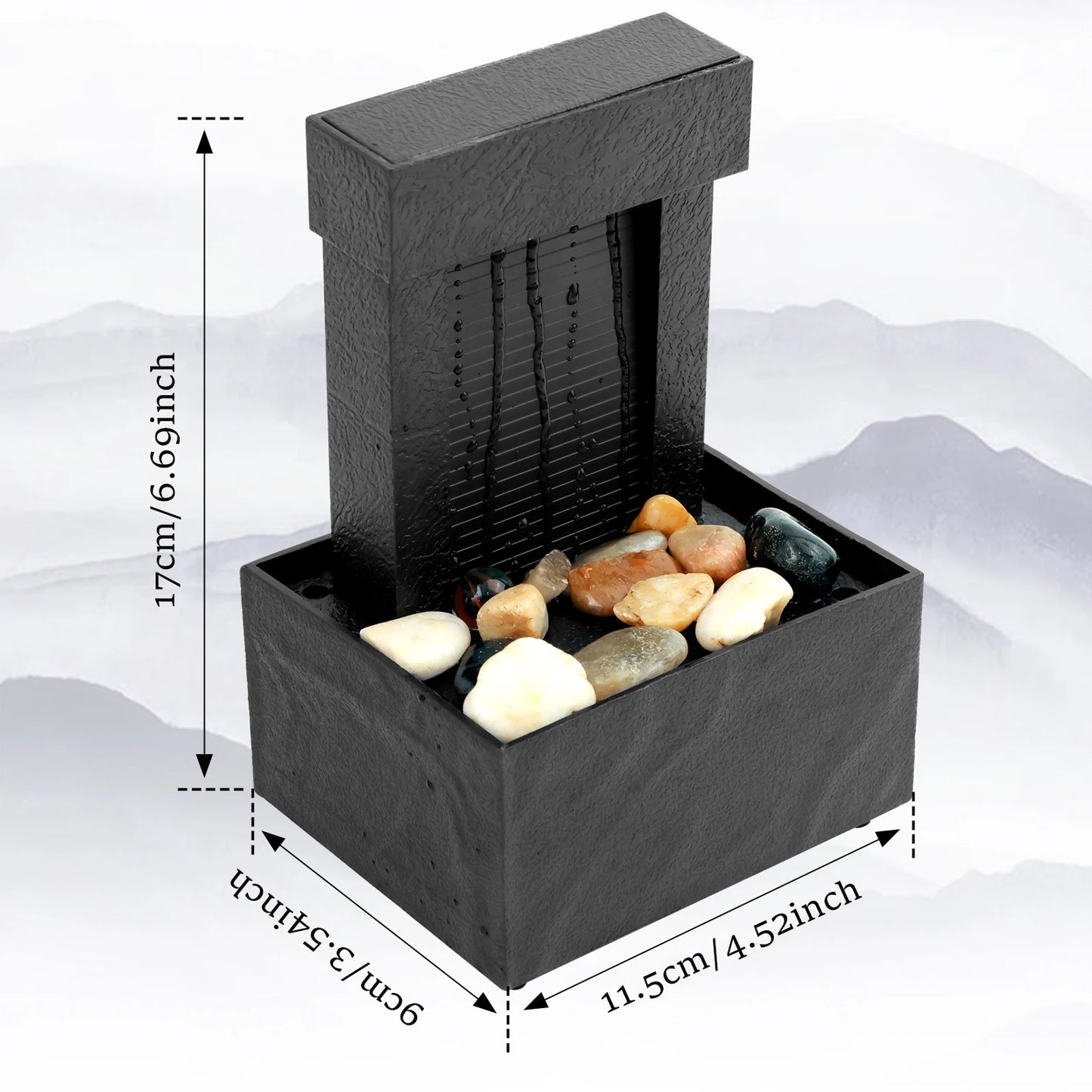 LED Tabletop Waterfall Fountain – Relaxing Indoor Meditation Decor