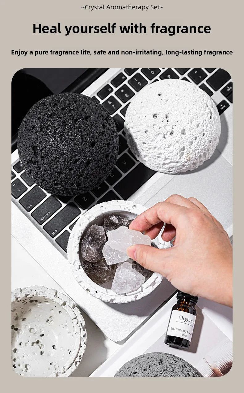 Volcano Rock Aromatherapy Diffuser – Fireless Crystal Essential Oil Home Fragrance