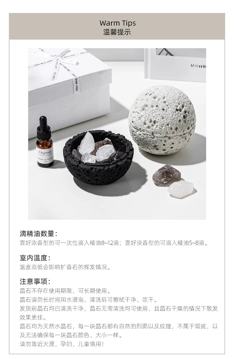 Volcano Rock Aromatherapy Diffuser – Fireless Crystal Essential Oil Home Fragrance