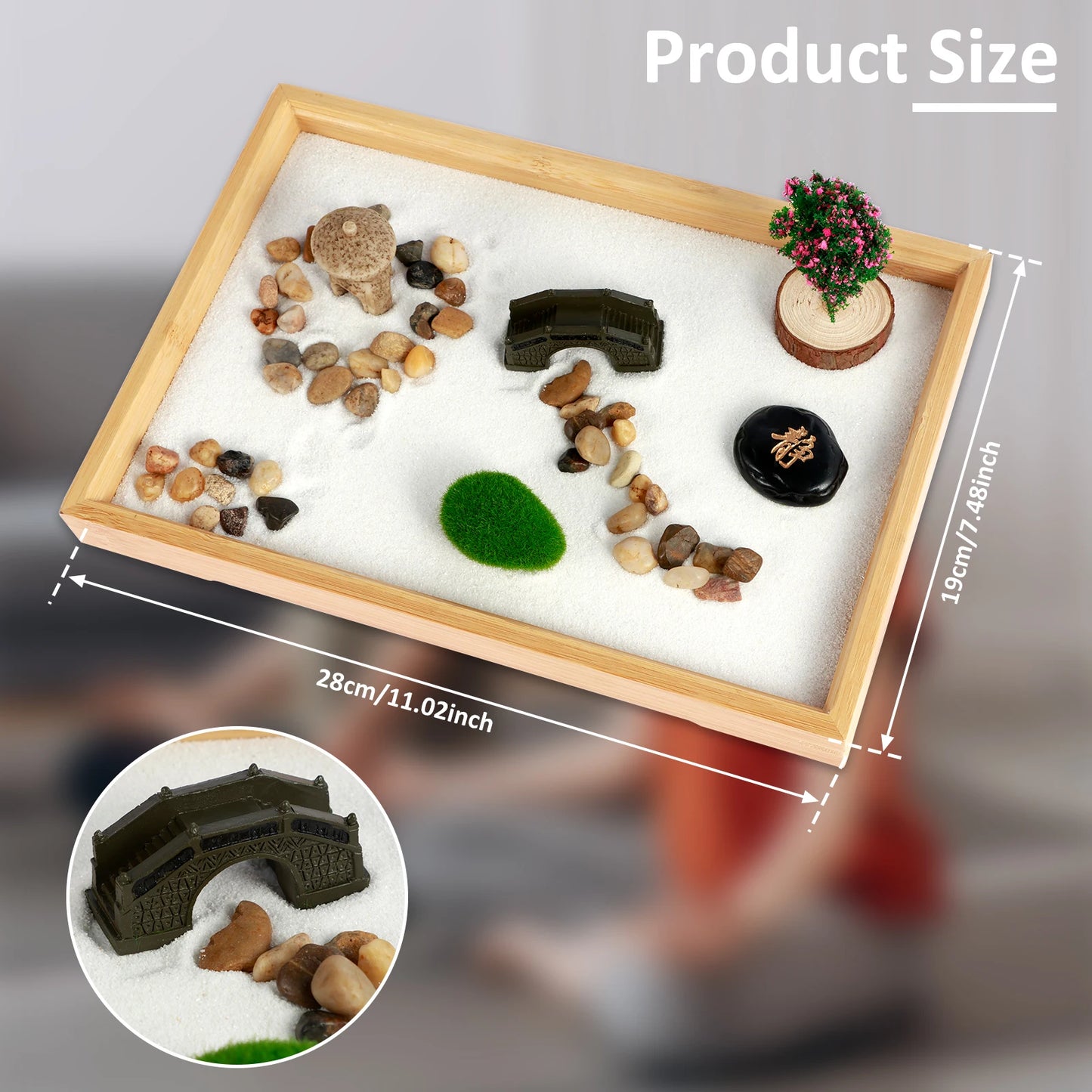 Mini Zen Garden Kit – Desktop Sand Tray for Relaxation & Focus