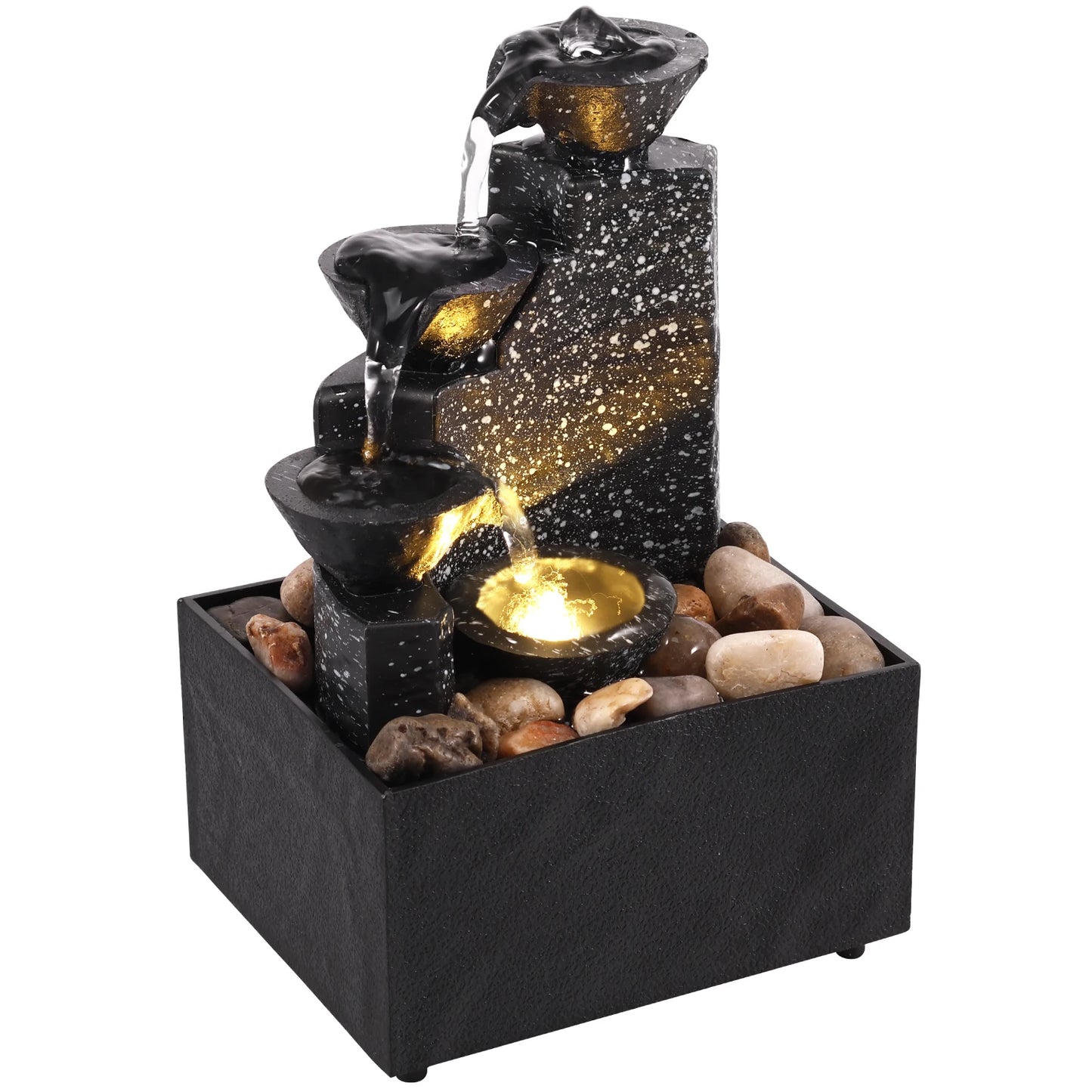 LED Tabletop Waterfall Fountain – Relaxing Indoor Meditation Decor
