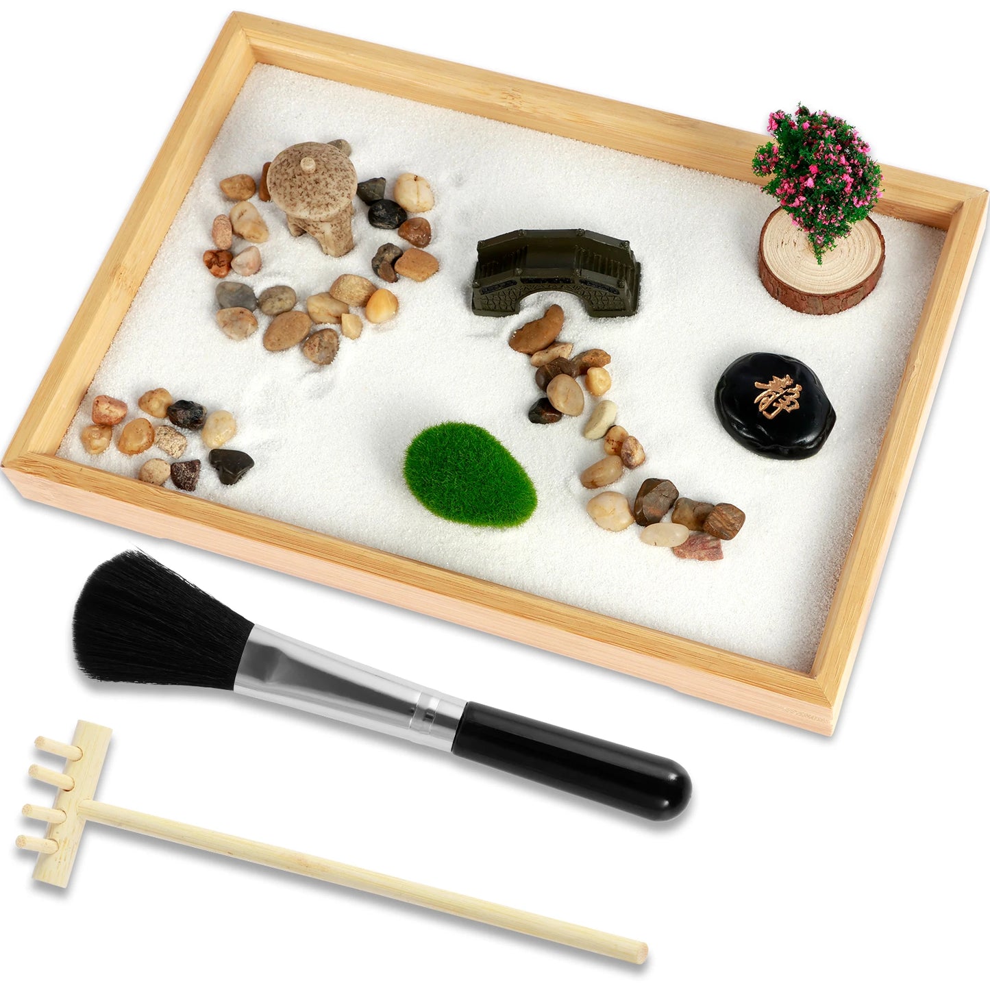 Mini Zen Garden Kit – Desktop Sand Tray for Relaxation & Focus