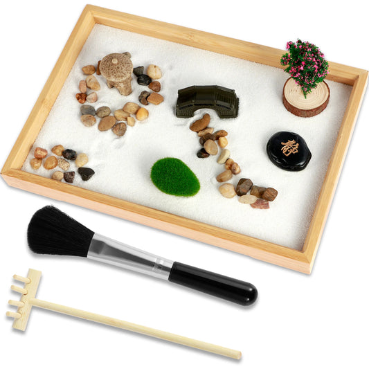 Mini Zen Garden Kit – Desktop Sand Tray for Relaxation & Focus